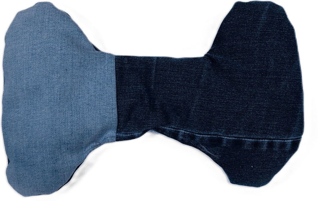 Two-tone denim bone dog toy
